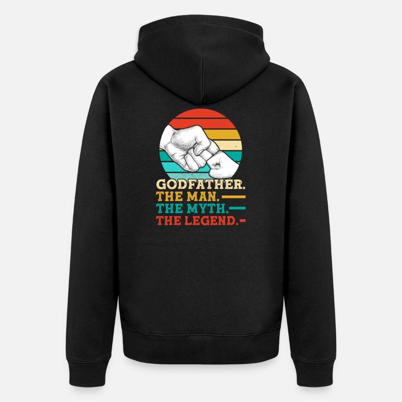 Kummisetä kummisetä kummisetä lahja - Premium unisex luomu-huppari vetoketjulla - musta