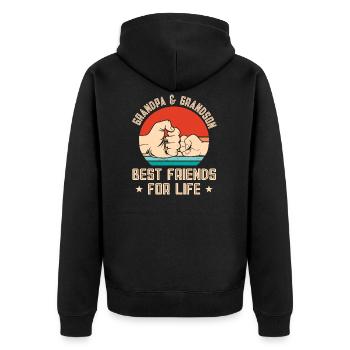 Opa & Enkel Opa Geschenk - Unisex Premium Bio Zip Hoodie - Schwarz - Hinten - Nico (187cm)