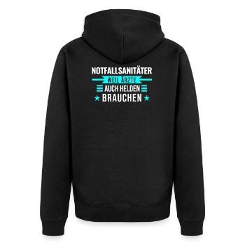 Notfallsanitäter Sanitäter Geschenk - Unisex Premium Bio Zip Hoodie - Schwarz - Hinten - Nico (187cm)