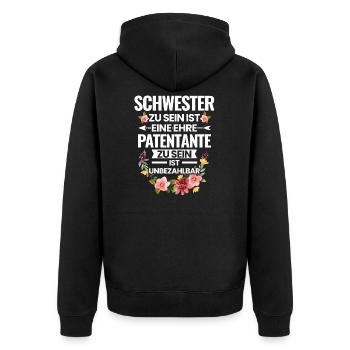Patentante Taufpatin Patenkind Geschenk - Unisex Premium Bio Zip Hoodie - Schwarz - Hinten - Nico (187cm)