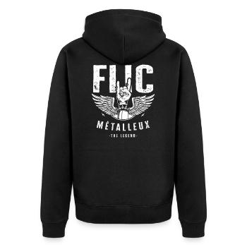 Flic métalleux cadeau drôle humour métal rock - Veste à capuche bio Premium Unisexe - noir - Dos - Nico (187cm)