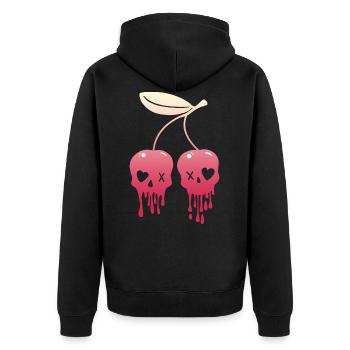 Cerises Kawaii crâne pastel Goth - Veste à capuche bio Premium Unisexe - noir - Dos - Nico (187cm)