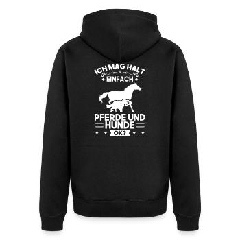 Pferd Hund Pferde Geschenk - Unisex Premium Bio Zip Hoodie - Schwarz - Hinten - Nico (187cm)