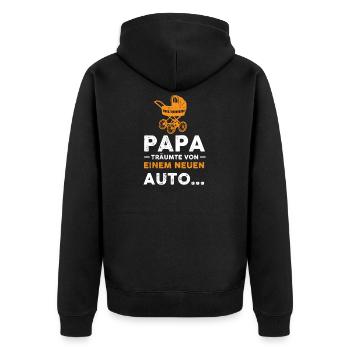 Papa Werdender Papa Vater Geschenk - Unisex Premium Bio Zip Hoodie - Schwarz - Hinten - Nico (187cm)