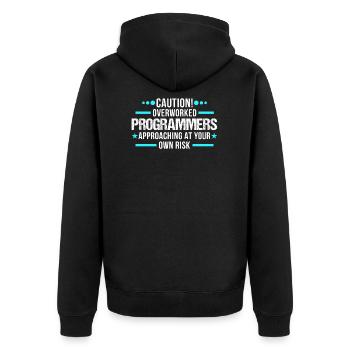 Computerprogrammierer Informatik Geschenk - Unisex Premium Bio Zip Hoodie - Schwarz - Hinten - Nico (187cm)