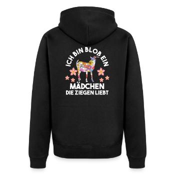 Ziegen Mädchen Ziege Geschenk - Unisex Premium Bio Zip Hoodie - Schwarz - Hinten - Nico (187cm)