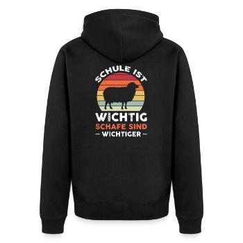 Schafe Schäfer Schaf Geschenk - Unisex Premium Bio Zip Hoodie - Schwarz - Hinten - Nico (187cm)