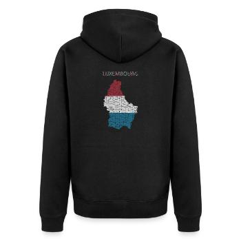 Luxemburg Karte Flagge - Unisex Premium Bio Zip Hoodie - Schwarz - Hinten - Nico (187cm)