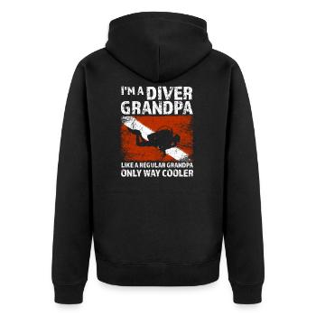 Diver Grandpa Diving Gift - Unisex Premium Organic Zip Hoodie - black - Back - Nico (187cm)