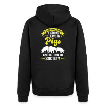 Pig Pig Farm Gift - Unisex Premium Organic Zip Hoodie - black - Back - Nico (187cm)