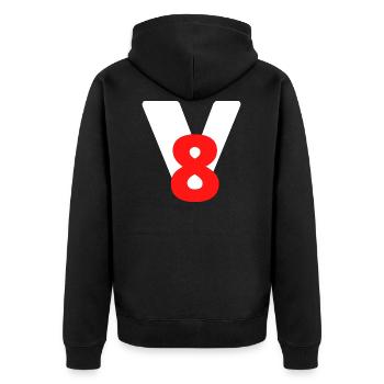 V8 - Unisex Premium Organic Zip Hoodie - black - Back - Nico (187cm)