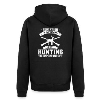 Jagdausbildung Hunter Hunting Geschenk - Unisex Premium Bio Zip Hoodie - Schwarz - Hinten - Nico (187cm)