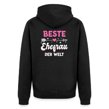 Beste Ehefrau Ehemann Ehefrau Geschenk - Unisex Premium Bio Zip Hoodie - Schwarz - Hinten - Nico (187cm)