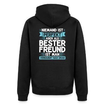 Bester Freund Freunde Geschenk - Unisex Premium Bio Zip Hoodie - Schwarz - Hinten - Nico (187cm)