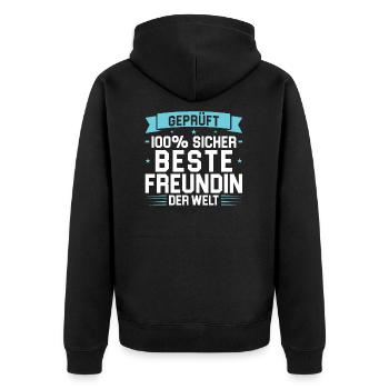 Bester Freund Freundschaft Freunde Geschenk - Unisex Premium Bio Zip Hoodie - Schwarz - Hinten - Nico (187cm)