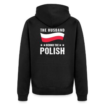 Polish Roots Poland Polish Flag Gift - Unisex Premium Organic Zip Hoodie - black - Back - Nico (187cm)