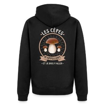 Cèpe Champignon Cueillette Cèpes Champignons - Veste à capuche bio Premium Unisexe - noir - Dos - Nico (187cm)