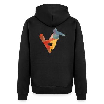 Snowboarden Snowboarder - Unisex Premium Bio Zip Hoodie - Schwarz - Hinten - Nico (187cm)