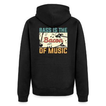 Bass Ist Der Speck Von Music Guitar Player - Unisex Premium Bio Zip Hoodie - Schwarz - Hinten - Nico (187cm)