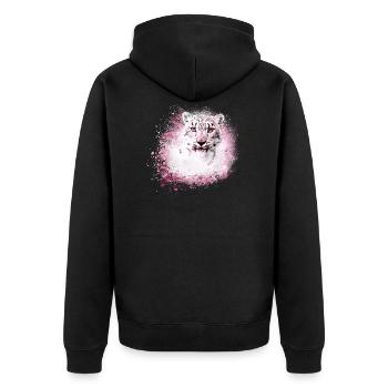 snow leopard,cat,leopard,white,wildcat - Unisex Premium Organic Zip Hoodie - black - Back - Nico (187cm)