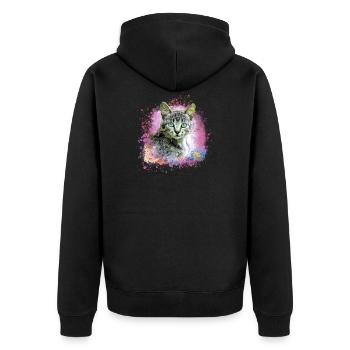 chat, chaton, graffiti, peinture, coloré, chat domestique - Veste à capuche bio Premium Unisexe - noir - Dos - Nico (187cm)
