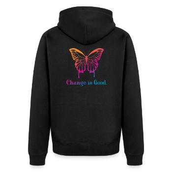 Change is good Schmetterling Natur Geschenk - Unisex Premium Bio Zip Hoodie - Schwarz - Hinten - Nico (187cm)