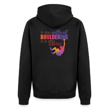 Bouldering - Unisex Premium Organic Zip Hoodie - black - Back - Nico (187cm)