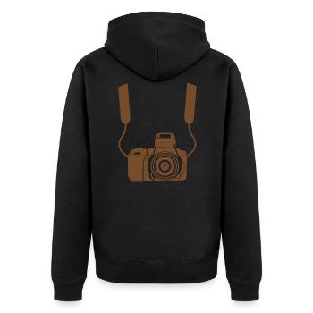 Hängende Kamera - Unisex Premium Bio Zip Hoodie - Schwarz - Hinten - Nico (187cm)