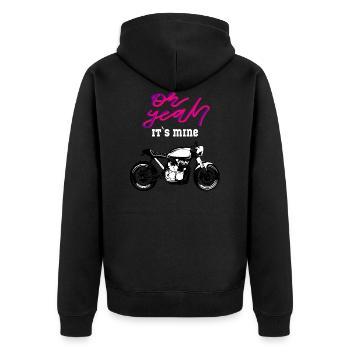 Motorrad Cafe Racer Design - Unisex Premium Bio Zip Hoodie - Schwarz - Hinten - Nico (187cm)