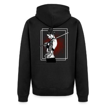 gothik manga anime guerrier samouraï japon vague - Veste à capuche bio Premium Unisexe - noir - Dos - Nico (187cm)