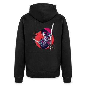 gothik manga anime kriegerin samurai japan girl - Unisex Premium Bio Zip Hoodie - Schwarz - Hinten - Nico (187cm)