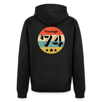 vintage 1974 - Unisex Premium Organic Zip Hoodie - black - Back - Nico (187cm)
