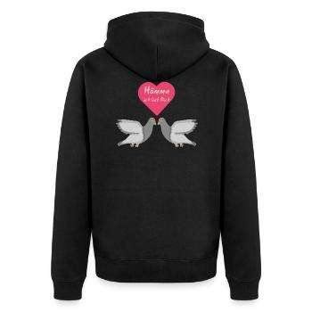 ruhrpott taube,ruhrpott flamingo,ruhrpott,liebe - Unisex Premium Bio Zip Hoodie - Schwarz - Hinten - Nico (187cm)