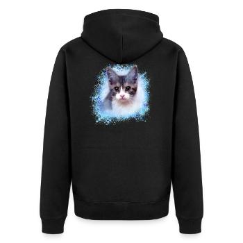 katze, bunt,aquarell, malerei,graffiti,kätzchen - Unisex Premium Bio Zip Hoodie - Schwarz - Hinten - Nico (187cm)