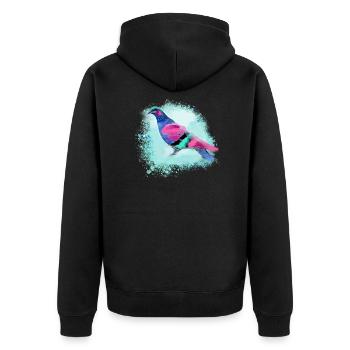 sourd coloré, sourd, oiseau, aquarelle, graffiti - Veste à capuche bio Premium Unisexe - noir - Dos - Nico (187cm)