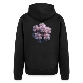 White Fractals - Unisex Premium Organic Zip Hoodie - black - Back - Nico (187cm)