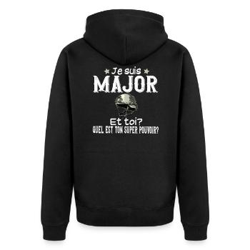 Major Militaire Armée Métier Super Pouvoir - Veste à capuche bio Premium Unisexe - noir - Dos - Nico (187cm)