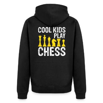 Schach ist cool - Unisex Premium Bio Zip Hoodie - Schwarz - Hinten - Nico (187cm)