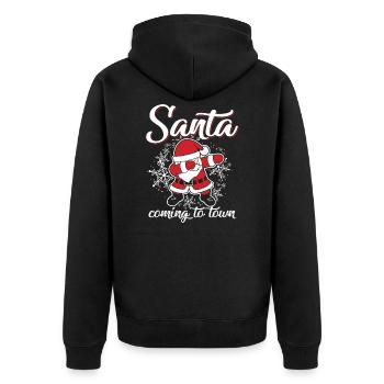Dab Santa is coming to town - Unisex Premium Bio Zip Hoodie - Schwarz - Hinten - Nico (187cm)