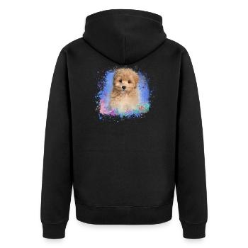 maltipoo, maltais, chien, peinture, graffiti, chiot - Veste à capuche bio Premium Unisexe - noir - Dos - Nico (187cm)