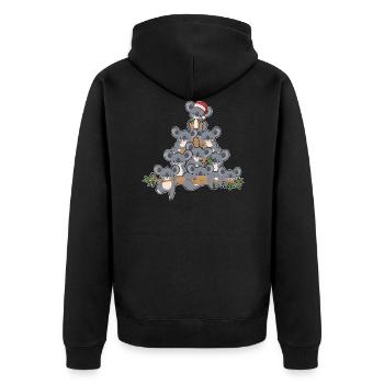 Weihnachts Baum Koala mit Lichtern Pinguin Spaß - Unisex Premium Bio Zip Hoodie - Schwarz - Hinten - Nico (187cm)