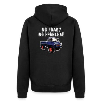 No Road? No Problem! Unimog - Offroad - Oldtimer - Unisex Premium Organic Zip Hoodie - black - Back - Nico (187cm)