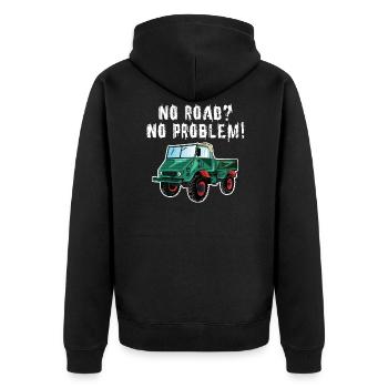No Road? No Problem! Unimog - Offroad - Oldtimer - Unisex Premium Organic Zip Hoodie - black - Back - Nico (187cm)