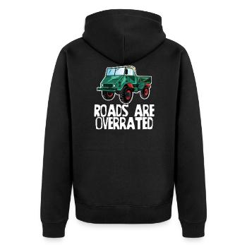 Les routes sont surestimées - Unimog - Offroad - Oldtimer - Veste à capuche bio Premium Unisexe - noir - Dos - Nico (187cm)