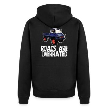Les routes sont surestimées - Unimog - Offroad - Oldtimer - Veste à capuche bio Premium Unisexe - noir - Dos - Nico (187cm)