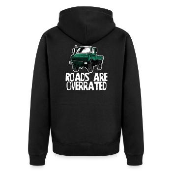 Les routes sont surestimées - Unimog - Offroad - Oldtimer - Veste à capuche bio Premium Unisexe - noir - Dos - Nico (187cm)