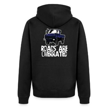 Les routes sont surestimées - Unimog - Offroad - Oldtimer - Veste à capuche bio Premium Unisexe - noir - Dos - Nico (187cm)