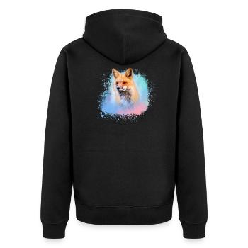 fuchs ,Graffiti, Malerei,fuchs ,aquarell - Unisex Premium Bio Zip Hoodie - Schwarz - Hinten - Nico (187cm)