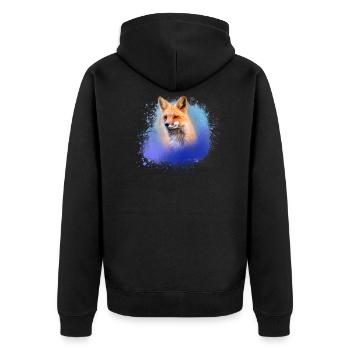 fuchs ,Graffiti, Malerei,fuchs ,aquarell - Unisex Premium Bio Zip Hoodie - Schwarz - Hinten - Nico (187cm)