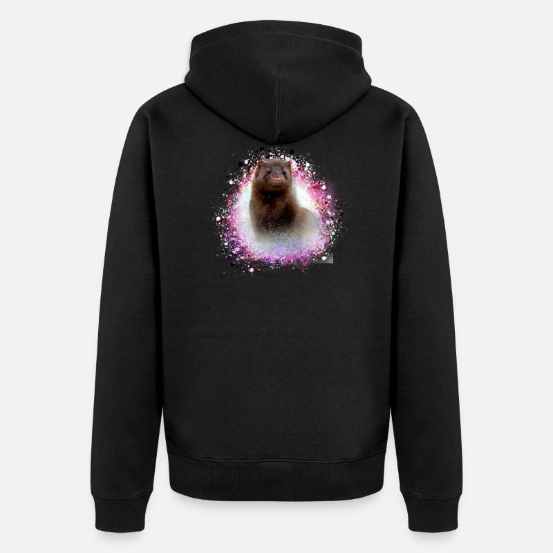 iltis,furets,loutre,graffiti,rose - Veste à capuche bio Premium Unisexe - noir